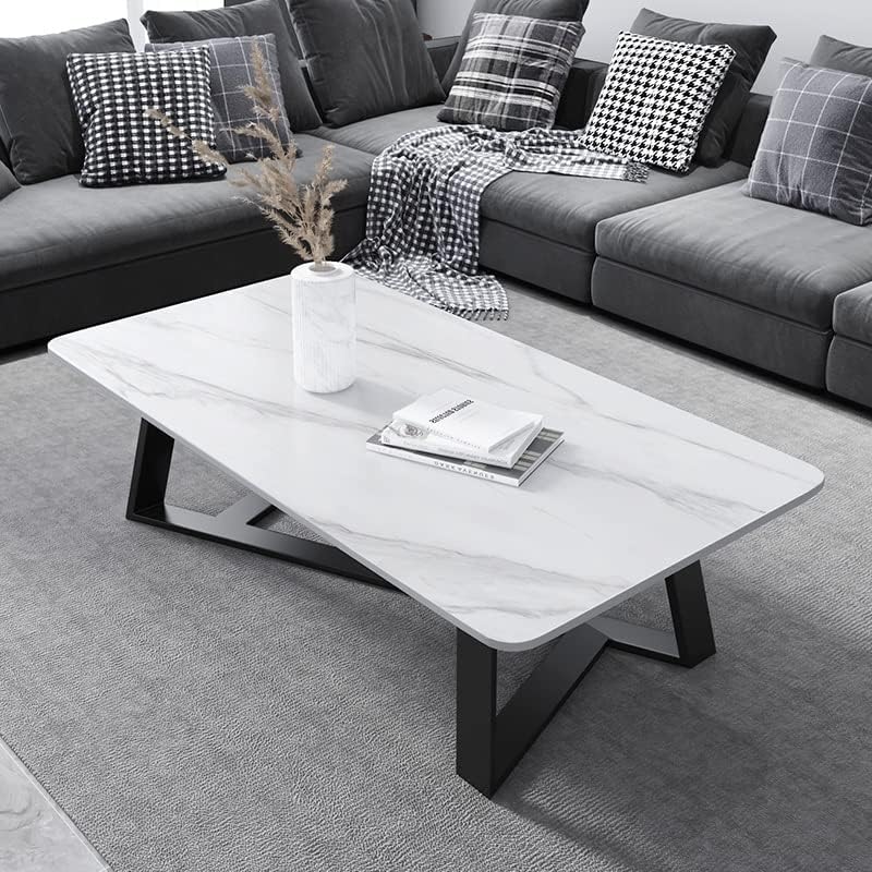 JKGHK Coffee Table Rectangle Slate End Table, Modern Accent Sofa Side End Table,Sturdy Metal Frame, Easy Assembly,for Living Room Balcony Office