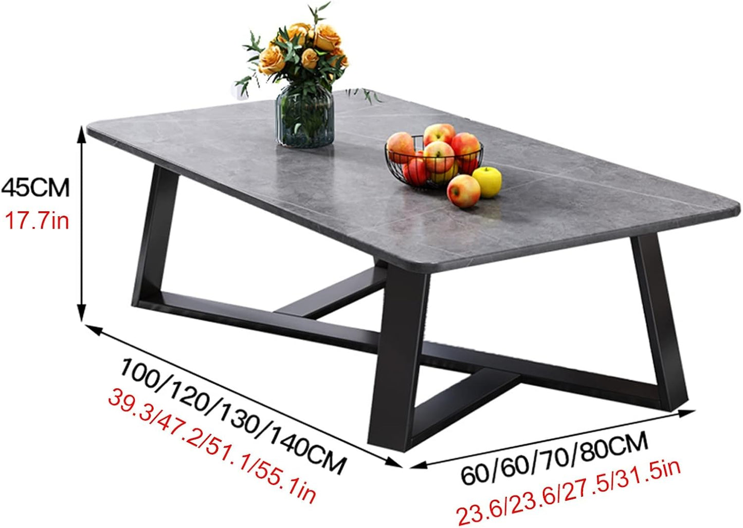 JKGHK Coffee Table Rectangle Slate End Table, Modern Accent Sofa Side End Table,Sturdy Metal Frame, Easy Assembly,for Living Room Balcony Office