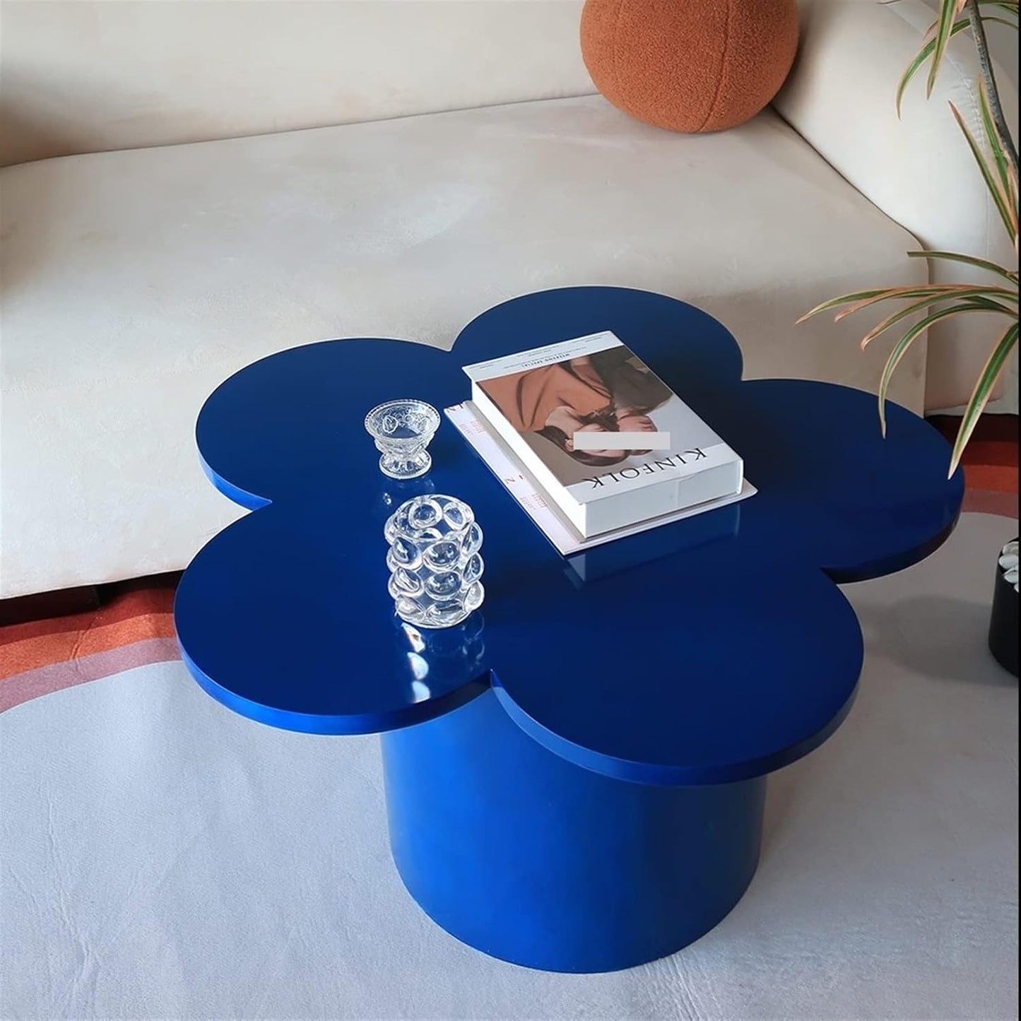 End Tables Irregular Simple Home Tea Table Homestay Living Room Green Blue Tea Table Home Small Apartment Tea Table Creative Table Snack Side Table (Color : A, Size : 80 x 80 x 45 cm)