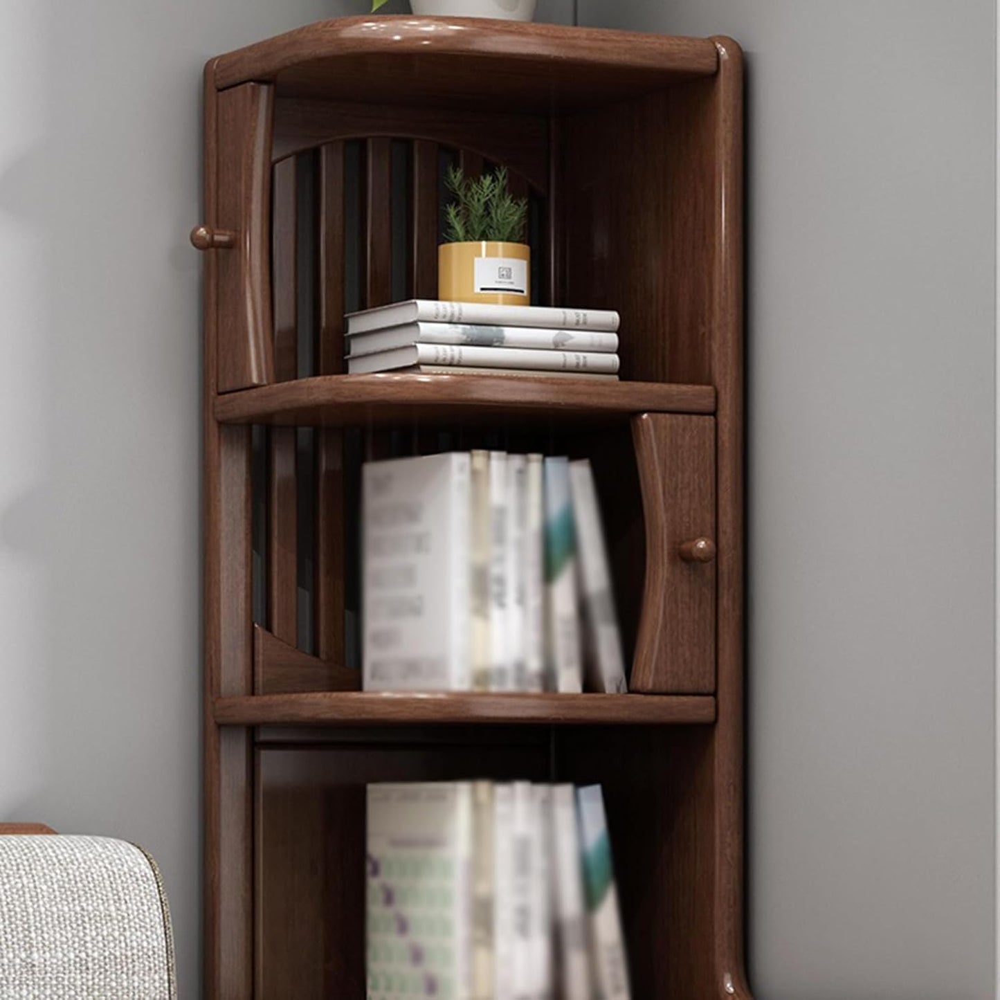 Sofa Side Table New Chinese Style Solid Wood Sofa Sideboard Walnut Sideboard Living Room Side Table Corner Table Sofa End Table Corner Storage Cabinet Creative Side Cabinet (Left)