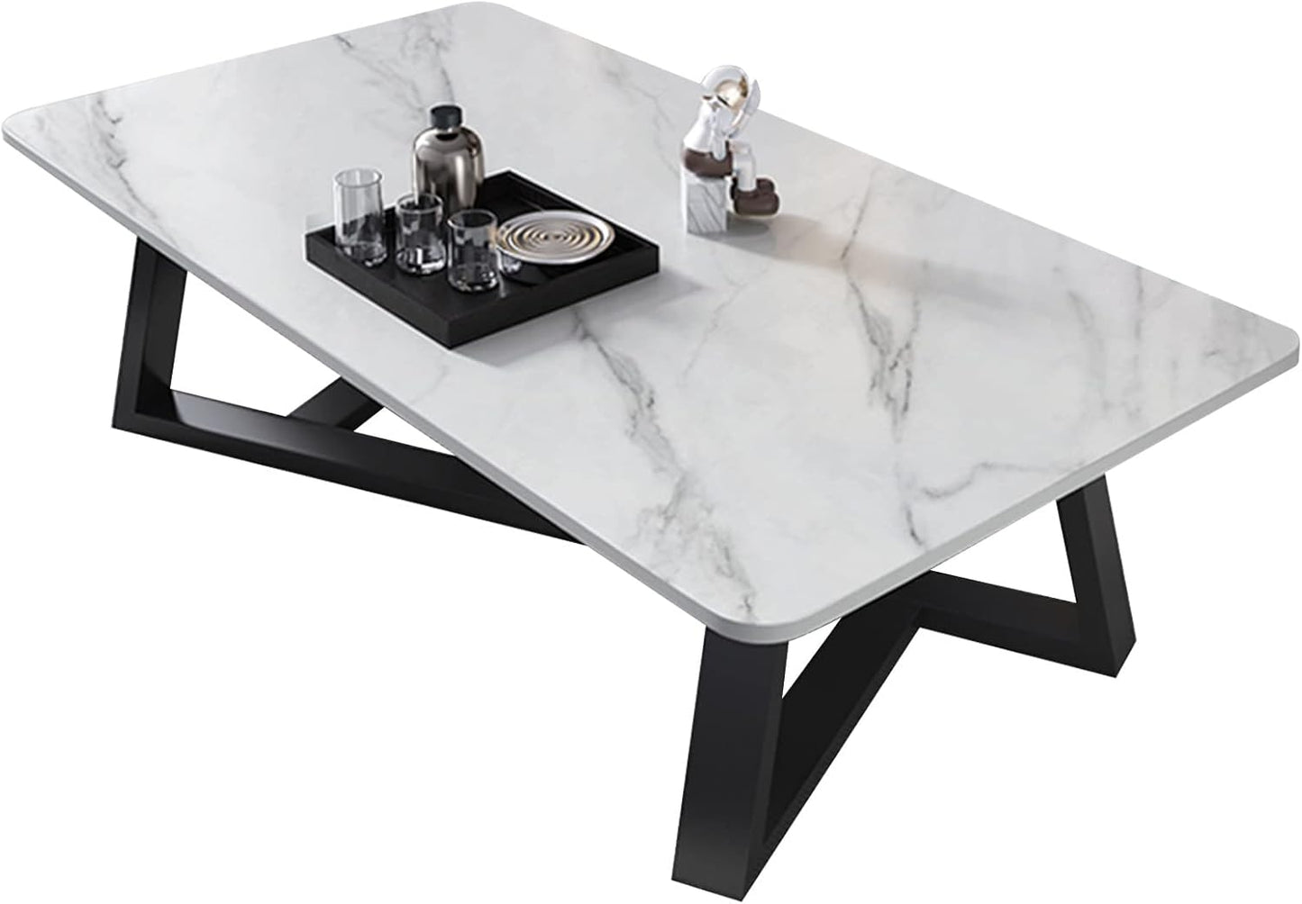 JKGHK Coffee Table Rectangle Slate End Table, Modern Accent Sofa Side End Table,Sturdy Metal Frame, Easy Assembly,for Living Room Balcony Office