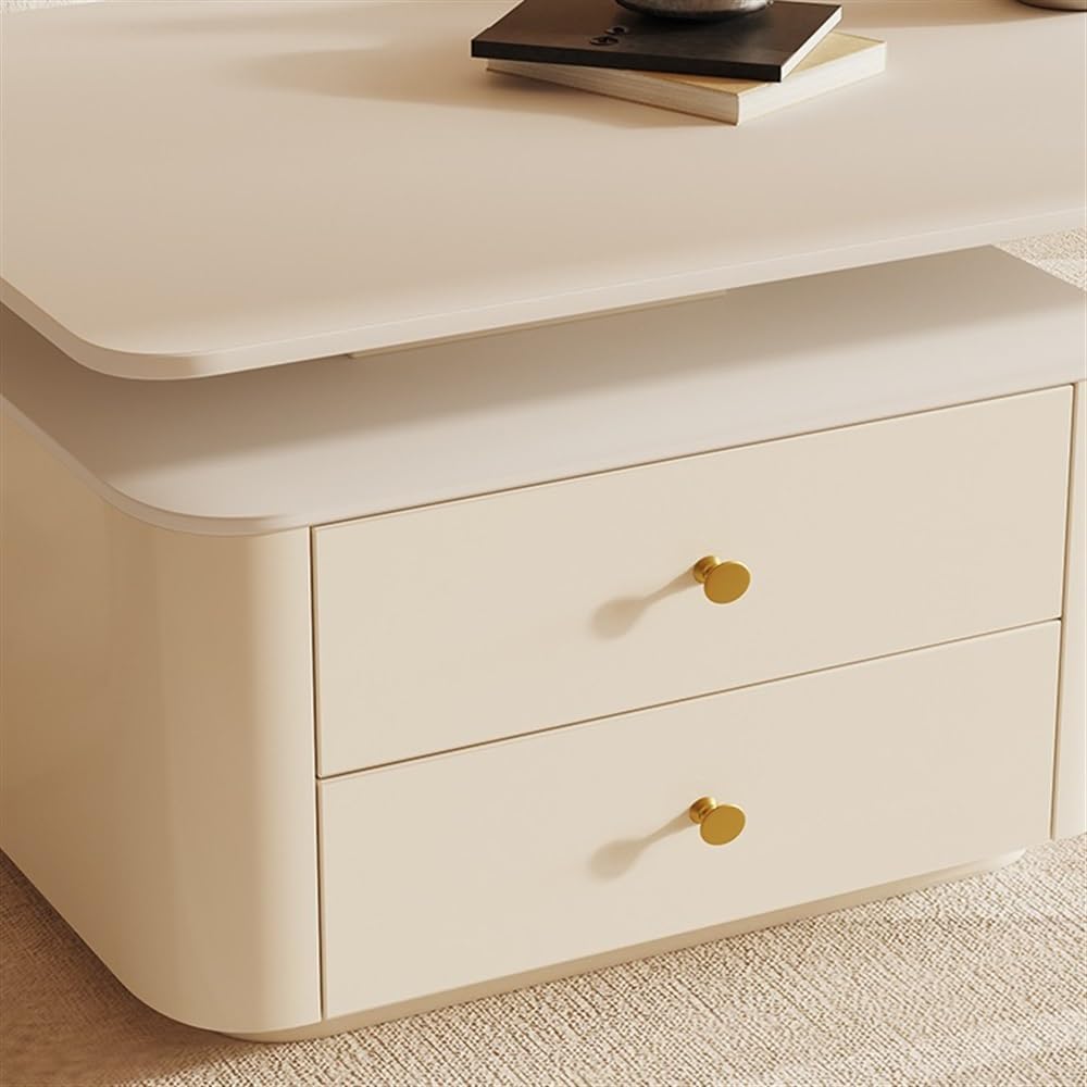 Coffee End Table Modern Luxury Rectangular Coffee Table for Living Room Small Space Cream Aesthetic Stone Table for Home Side Table(130cm)