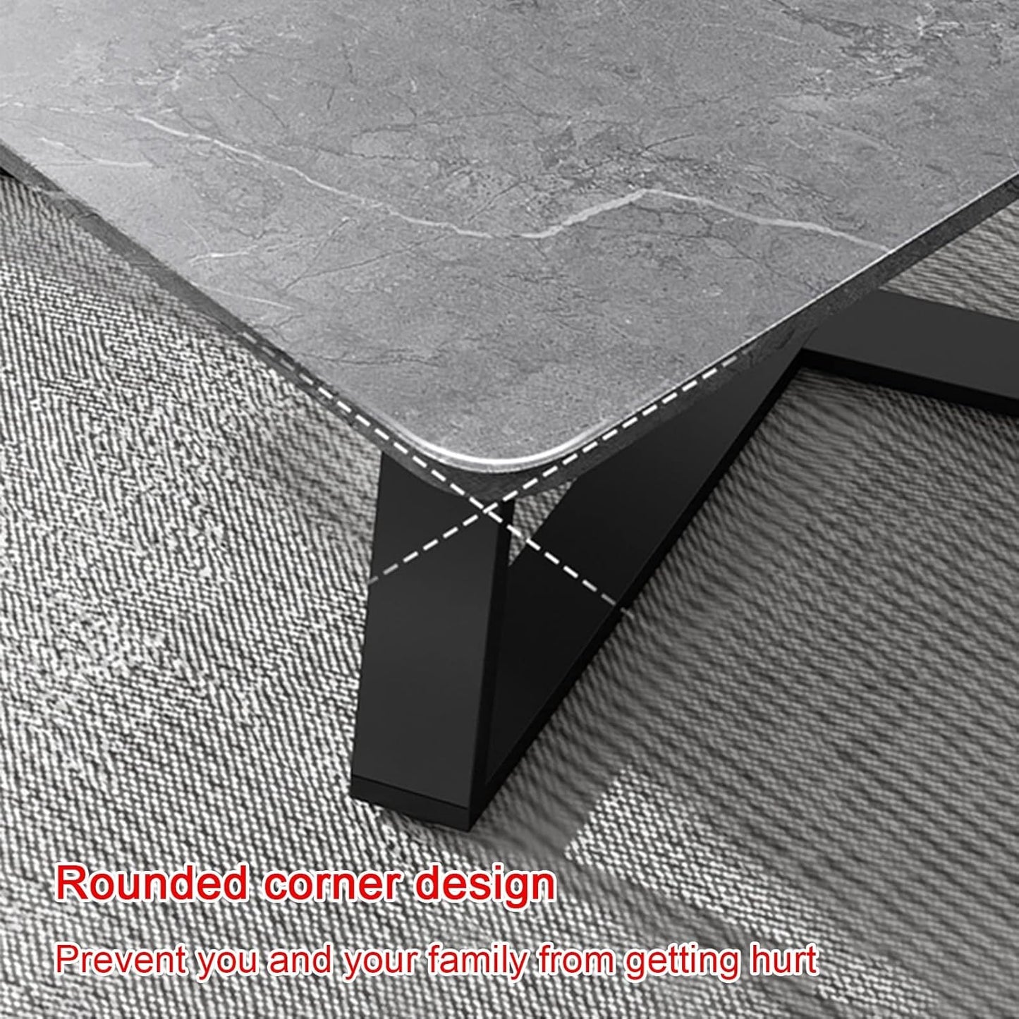 JKGHK Coffee Table Rectangle Slate End Table, Modern Accent Sofa Side End Table,Sturdy Metal Frame, Easy Assembly,for Living Room Balcony Office