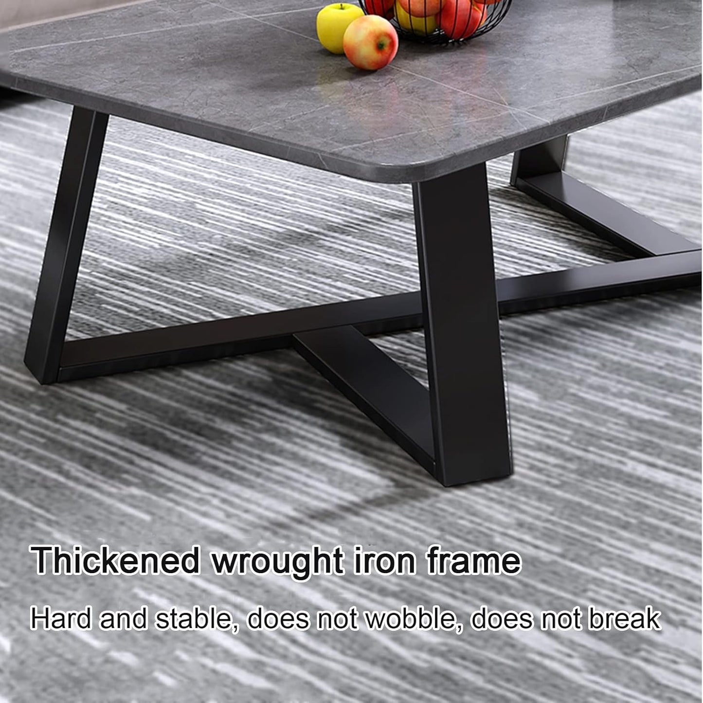 JKGHK Coffee Table Rectangle Slate End Table, Modern Accent Sofa Side End Table,Sturdy Metal Frame, Easy Assembly,for Living Room Balcony Office
