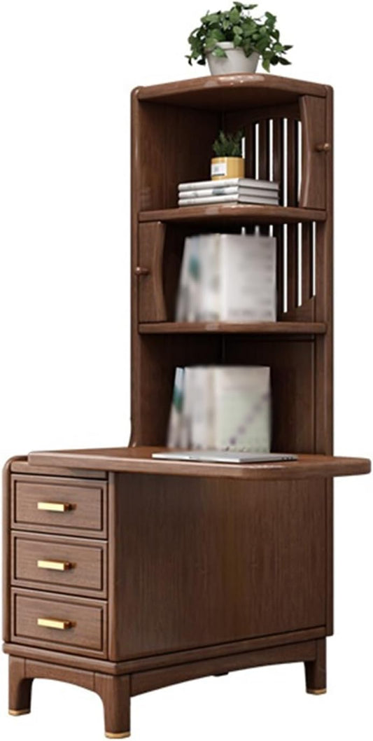 Sofa Side Table New Chinese Style Solid Wood Sofa Sideboard Walnut Sideboard Living Room Side Table Corner Table Sofa End Table Corner Storage Cabinet Creative Side Cabinet (Left)